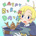 2018. <i>We've received a GIF animation from a staff member to commemorate Carl's birthday! His surprised expression upon opening his present(?) sure is cute~!</i>